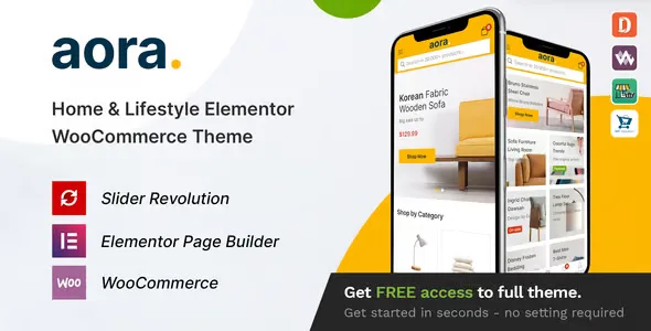 Aora 英文版|家居和生活方式Elementor WooCommerce主题-极客小站