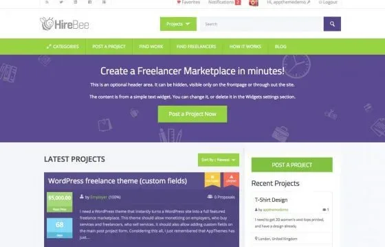 Hirebee 中文版|自由职业者兼职任务定价悬赏WordPress主题-极客小站