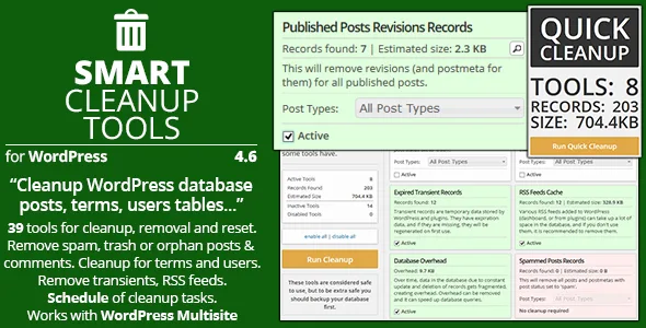 Smart Cleanup Tools 汉化中文版|数据库智能清理优化WordPress插件-极客小站