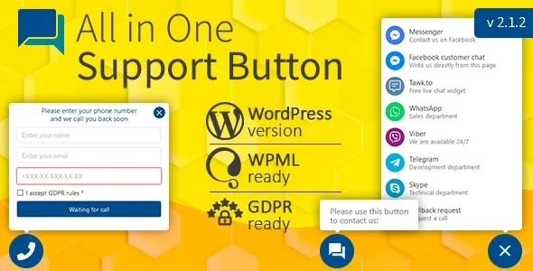All in One Support Button 汉化中文版|回电请求及WhatsApp/Telegram等多合一插件-极客小站