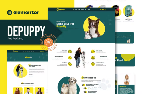 Depuppy – 宠物训练 Elementor 模板套件-极客小站