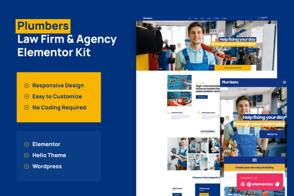 Plumber – Company & Business Elementor Pro 模板套件-myforexstore