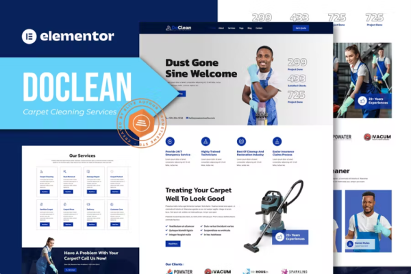 Doclean – 地毯清洁服务 Elementor 模板套件-myforexstore