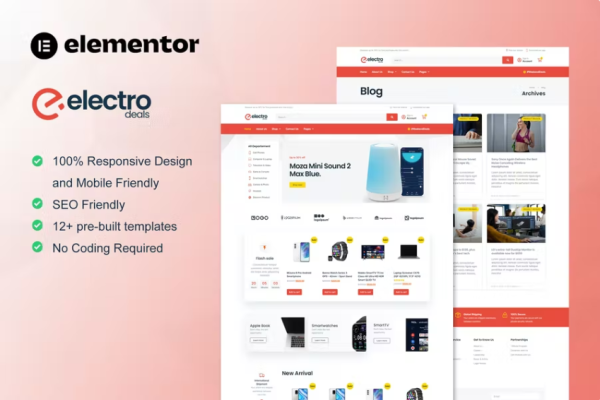 ElectroDeals – Woocommerce 电子商店 Elementor 模板套件-myforexstore