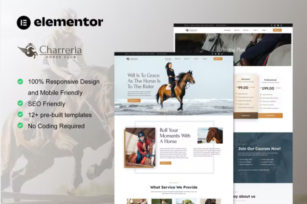 Charreria – 骑马俱乐部 Elementor 模板套件-myforexstore