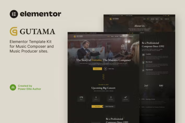 Gutama – 音乐作曲家和制作人 Elementor 模板套件-myforexstore