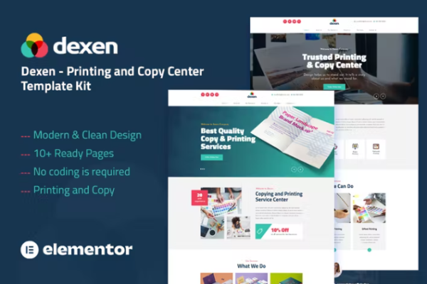 Dexen – 打印和复印中心 Elementor 模板套件-myforexstore
