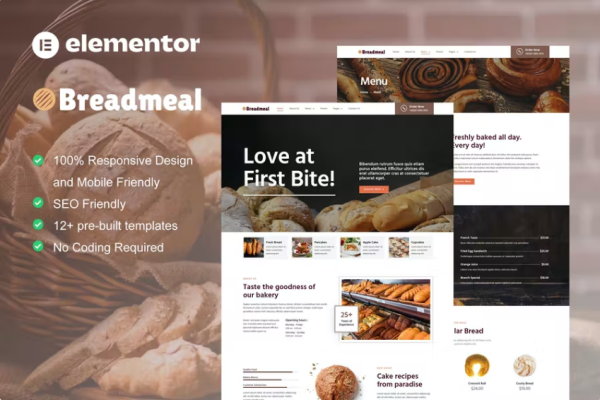 BreadMeal – 面包店和蛋糕元素模板套件-极客小站