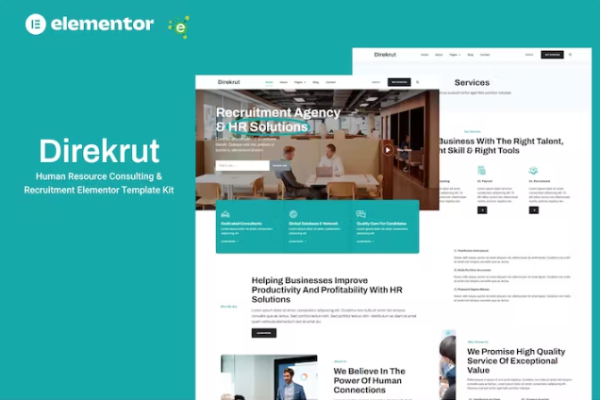 Direkrut – 人力资源咨询和招聘 Elementor 模板工具包-极客小站