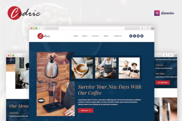 Cedric – 咖啡和饮料 Elementor 模板套件-极客小站