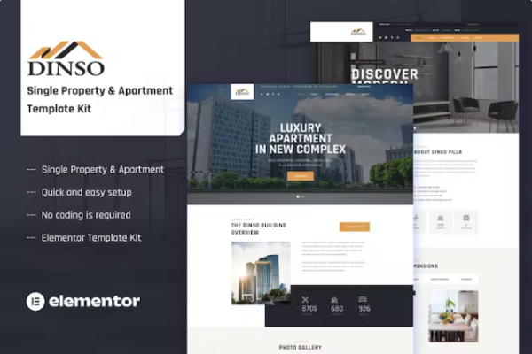 Dinso – 单一物业和公寓 Elementor 模板套件-myforexstore