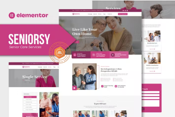 Seniorsy – 高级护理服务 Elementor 模板套件-极客小站