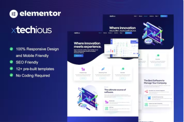 Xtechious – Saas 和数字技术公司 Elementor 模板工具包-myforexstore