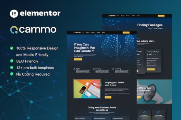 Cammo – 创意代理服务 Elementor 模板套件-极客小站