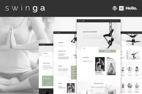 Swinga – 瑜伽健康教练健身工作室 Elementor 模板套件-极客小站