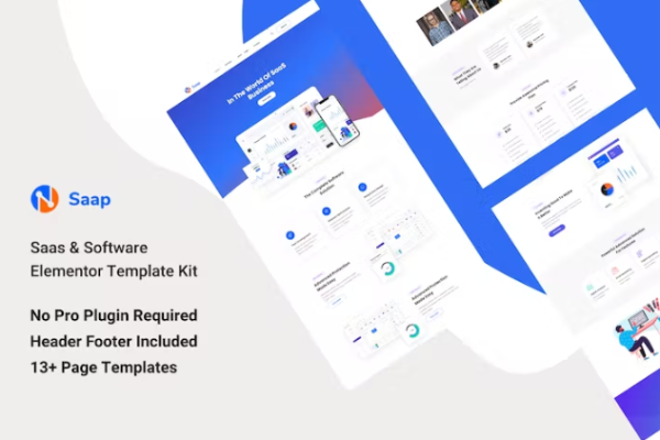Saap – Saas 和软件 Elementor 模板工具包-极客小站