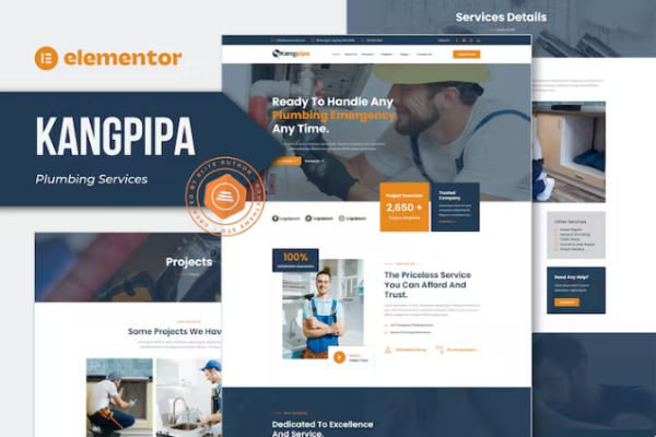 Kangpipa – 管道服务 Elementor 模板套件-极客小站