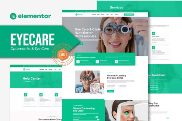 Eyecare – 验光师和眼部护理 Elementor 模板套件-极客小站