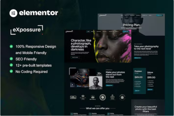 Expossure – 摄影和作品集 Elementor 模板套件expossure-极客小站