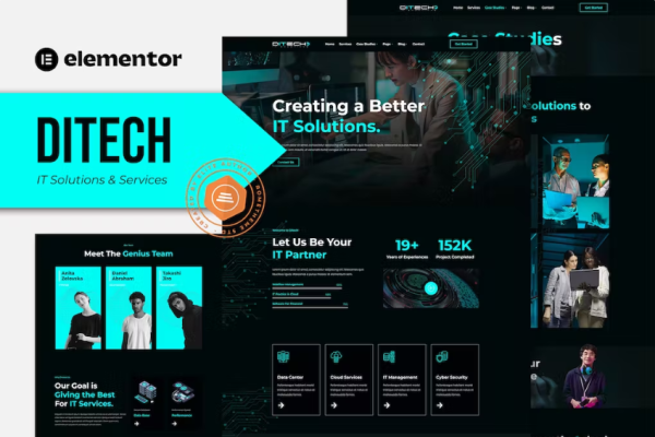 Ditech – IT 解决方案和服务公司 Elementor 模板工具包-极客小站