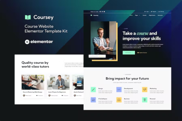 Coursey – 在线课程 Elementor 模板套件-myforexstore