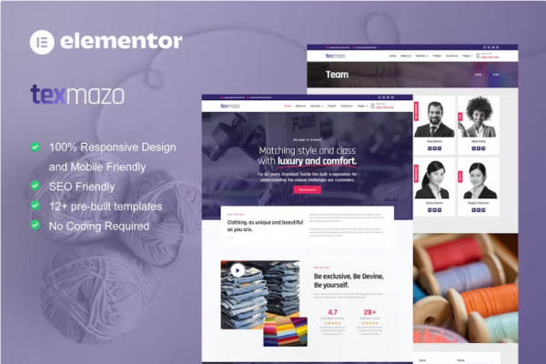 Texmazo – 纺织和服装行业 Elementor 模板套件-myforexstore