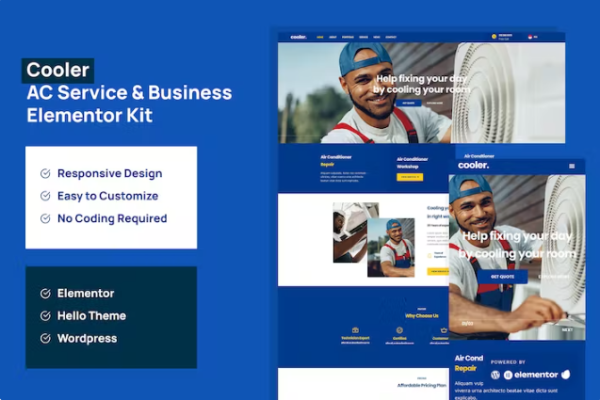 Cooler – AC Service & Business Elementor Pro 模板套件-极客小站