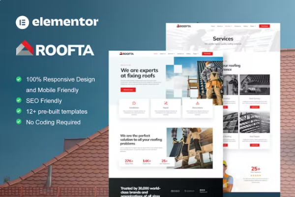 Roofta – 屋顶服务 Elementor 模板套件-myforexstore