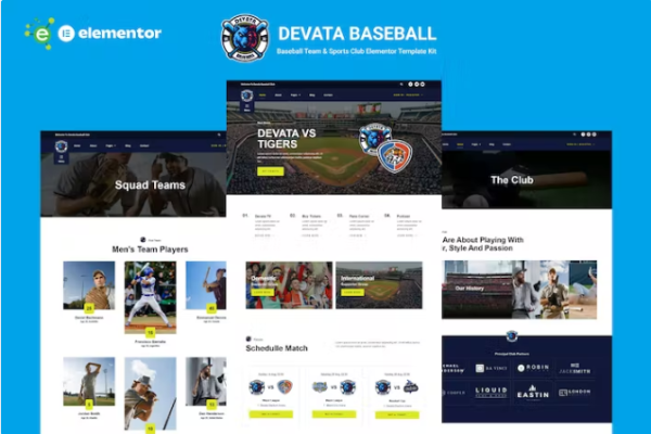 Devata – 棒球队和体育俱乐部 Elementor 模板套件-极客小站