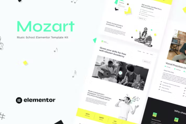 Mozart – 音乐学校 Elementor 模板套件-极客小站
