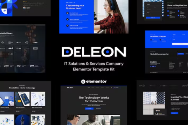 Deleon – IT 解决方案和服务公司 Elementor 模板工具包-极客小站