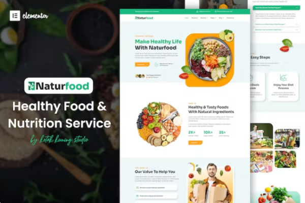 Naturfood – 健康食品和营养专家 Elementor 模板套件-极客小站