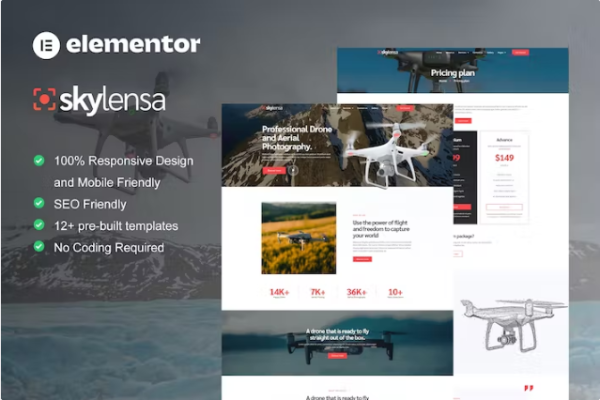 Skylensa – 航空摄影和摄像 Elementor 模板套件-myforexstore