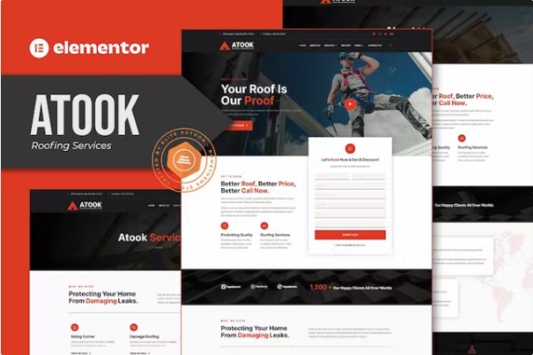 Atook – 屋面服务 Elementor 模板套件-极客小站