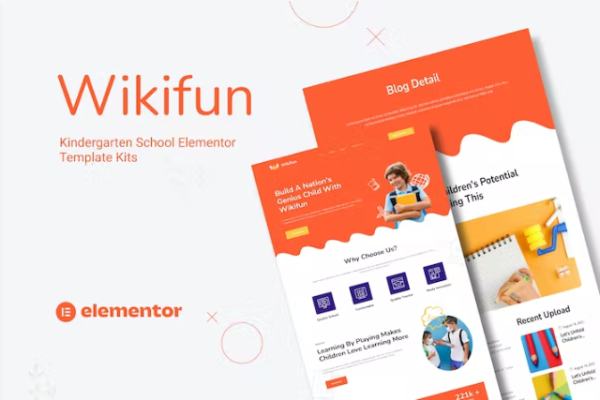Wikifun – 幼儿园小学Elementor元素模板工具包-极客小站