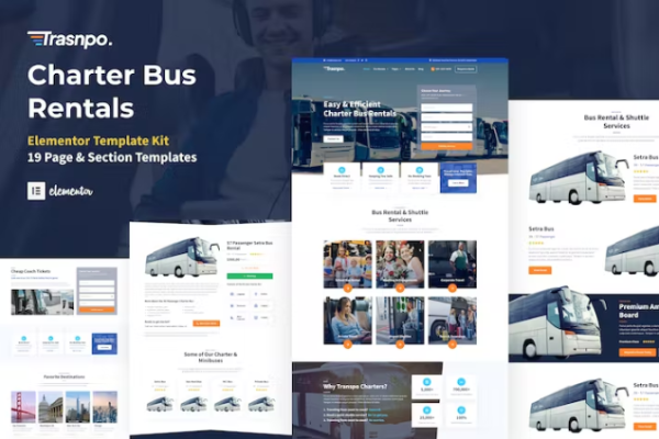 Transpo – 包车巴士租赁公司 WordPress Elementor 模板工具包-极客小站
