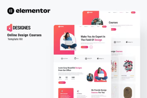 设计 – 在线设计课程 Elementor 模板套件-极客小站