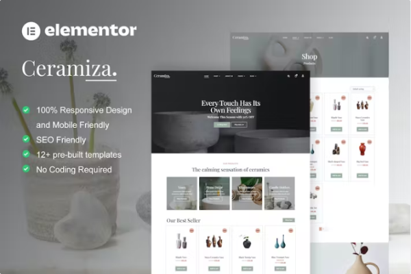 Ceramiza – 陶器和陶瓷商店 Elementor 模板套件-极客小站