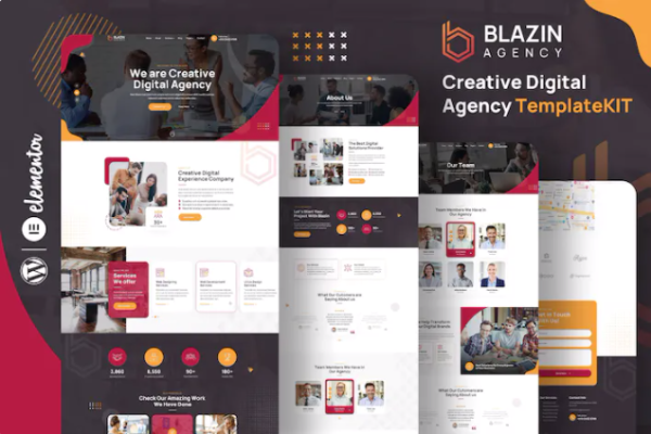 Blazin – Creative Digital Agency Elementor 模板套件-极客小站
