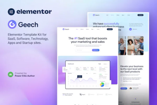 Geech – SaaS & Tech Startup Company Elementor 模板套件-极客小站