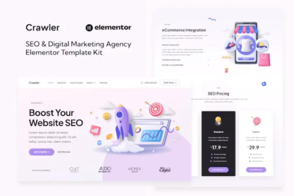Crawler– SEO 和数字营销机构 Elementor 模板套件-myforexstore