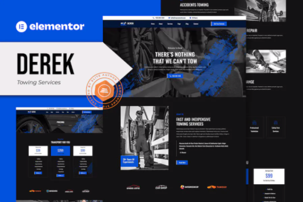 Derek – 拖车服务 Elementor Pro 模板套件-myforexstore