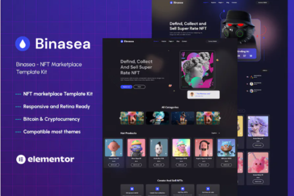 Binasea – NFT 市场 Elementor 模板套件-myforexstore