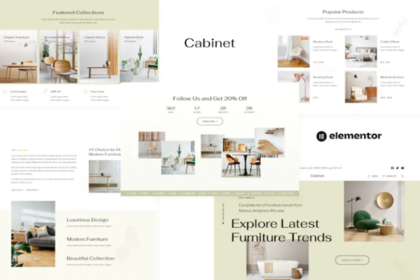 Cabinet – 家具店 Elementor 模板套件-极客小站