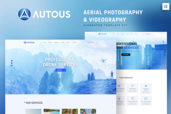 Autous – 航拍和摄像 Elementor 模板套件-极客小站