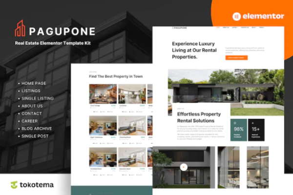 Pagupone – 房地产代理和上市 Elementor 模板套件-极客小站
