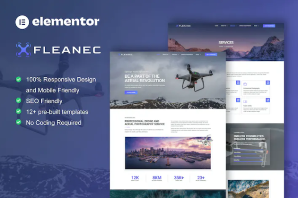 Fleanec – 航拍和摄像 Elementor 模板套件-极客小站