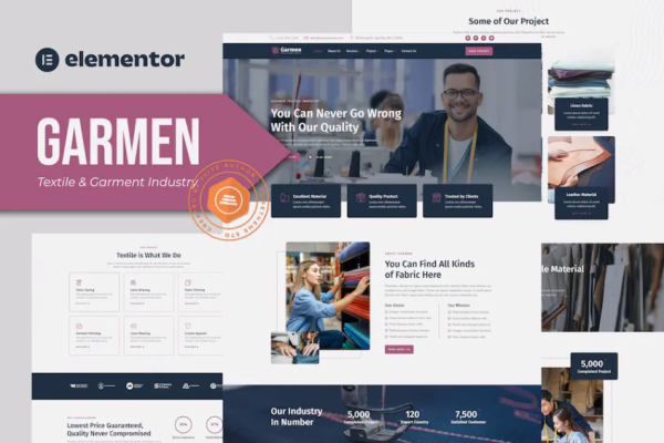 Garmen – 纺织和服装行业 Elementor 模板套件-极客小站