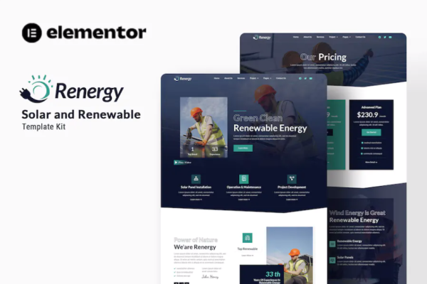 Renergy – 太阳能和可再生元素模板套件-极客小站