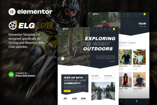 Elgone – 自行车和山地自行车俱乐部 Elementor 模板套件-极客小站